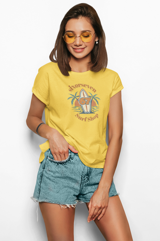 67 Surf Shop Vibes, Unisex Softstyle T-Shirt, Relaxed Coastal Streetwear Tee