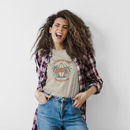 67 Surf Shop Vibes, Unisex Softstyle T-Shirt, Relaxed Coastal Streetwear Tee